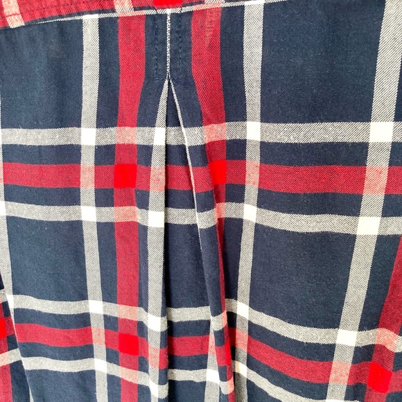 Womens Classic Long-Sleeve Light Plaid Flannel Shirt - Red-White-Blue - US 4 - Picture 3 of 6